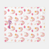 Farbenfrohe Boho Rainbow-Muster Name Personalisier Fleecedecke (Vorderseite (Horizontal))