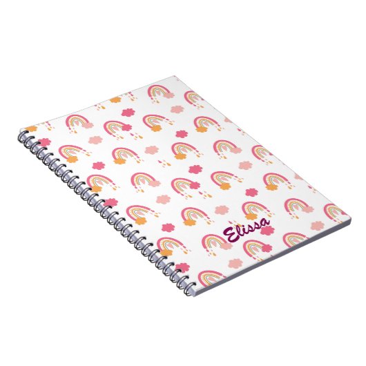 Farbenfrohe Boho Rainbow-Muster Name Personalisier Notizblock (Rechte Seite)