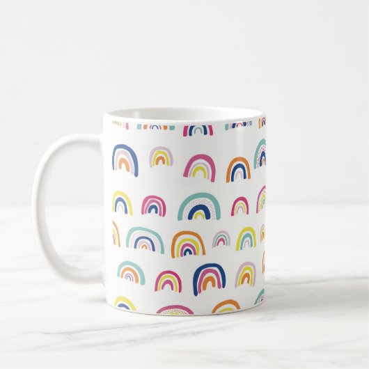 Farbenfrohe Boho-Regenbogenmuster Kaffeetasse (Links)