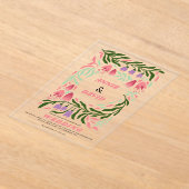 Farbenfrohe Boho Retro-Äste und Blume Hochzeit Acryleinladungen (Ablage )