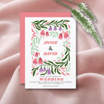 Farbenfrohe Boho Retro-Äste und Blume Hochzeit