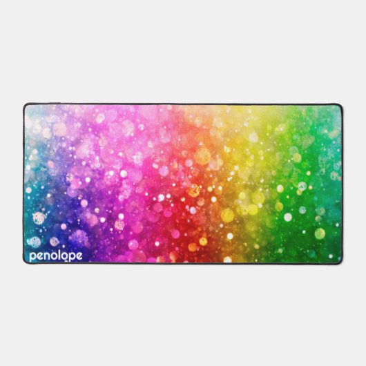 Farbenfrohe boho Stil Glitzer Textur Monogramm Schreibtischunterlage (Vorderseite)