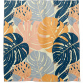 Farbenfrohe Boho Tropical Blätter Muster Duschvorhang (Vorderseite)