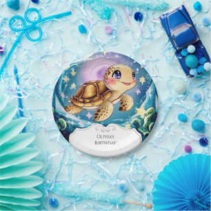 Farbenfrohe Boho Unterwasserschildkröte Geburtstag Pappteller