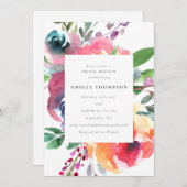 Farbenfrohe Boho Wasserfarbe Floral Bridal Brunch Einladung (Vorne/Hinten)