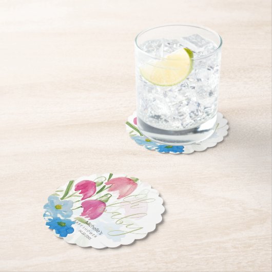 Farbenfrohe Boho Wasserfarbe Frühlingsblüte Untersetzer (Vor Ort)