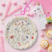 Farbenfrohe Boho Wasserfarbe Wilde Blume Pappteller (Party)