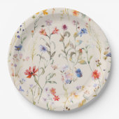 Farbenfrohe Boho Wasserfarbe Wilde Blume Pappteller (Vorderseite)