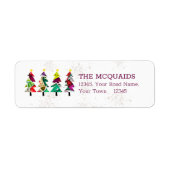 Farbenfrohe Boho Weihnachtsbaumen Muster-Label (Vorne)