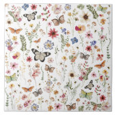 Farbenfrohe Boho Wildblume Garden Schmetterlingsmu Fliese (Vorderseite)