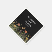 Farbenfrohe Boho-Wildblumen-Hochzeit Schwarz Serviette (Ecke)