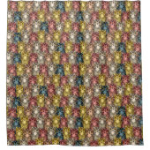 Farbenfrohe Boho Woodland Owl Muster Duschvorhang (Vorderseite)