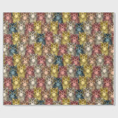 Farbenfrohe Boho Woodland Owl Muster Geschenkpapier (Flach)