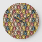 Farbenfrohe Boho Woodland Owl Muster Große Wanduhr (Vorderseite)
