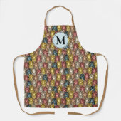 Farbenfrohe Boho Woodland Owl Muster mit Monogramm Schürze (Vorderseite)