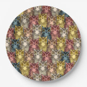 Farbenfrohe Boho Woodland Owl Muster Pappteller (Vorderseite)