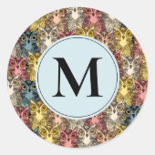 Farbenfrohe Boho Woodland Owl Muster Runder Aufkleber (Vorderseite)