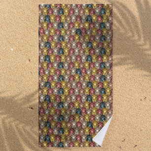 Farbenfrohe Boho Woodland Owl Muster Strandtuch