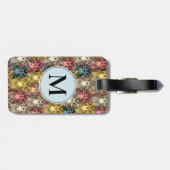 Farbenfrohe Boho Woodland Owl Pattern & Monogram Gepäckanhänger (Rückseite horizontal)