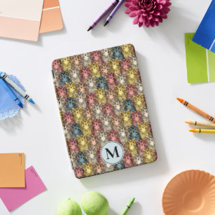 Farbenfrohe Boho Woodland Owl Pattern & Monogram iPad Pro Cover