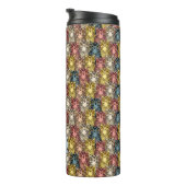 Farbenfrohe Boho Woodland Owl Pattern & Monogram Thermosbecher (Nach rechts gedreht)
