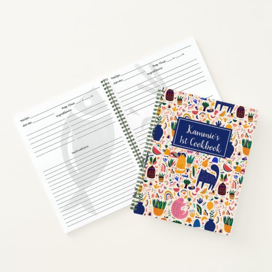 Farbenfrohe Boho Wüste Muster Kinder Kochbuch Notizblock (Innenseite)