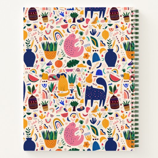 Farbenfrohe Boho Wüste Muster Kinder Kochbuch Notizblock (Rückseite)