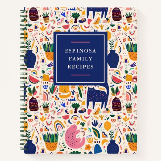 Farbenfrohe Boho Wüstenkatzen Musterfernzellenreze Notizblock (Vorderseite)