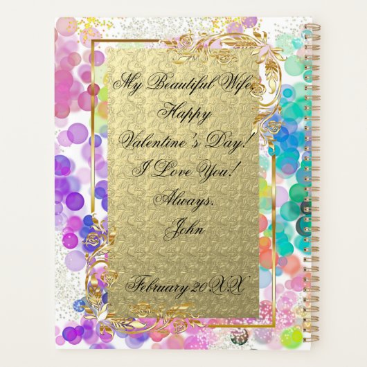 Farbenfrohe Bokeh Abstrakte Goldrahmen und Schmett Planer (Rückseite)