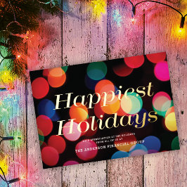 Farbenfrohe Bokeh glückliche Feiertage Gold Weihna