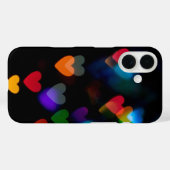 Farbenfrohe Bokeh Herzlichter auf schwarz Case-Mate iPhone Hülle (Rückseite (Horizontal))