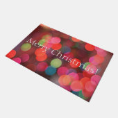 Farbenfrohe Bokeh Lights Frohe Weihnachtsgrüße Fußmatte (Schrägansicht)