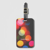 Farbenfrohe Bokeh Lights Gepäckmarke Gepäckanhänger (Vorderseite Vertikal)