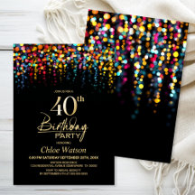 Farbenfrohe Bokeh-Partylichter 40. Geburtstagsfeie