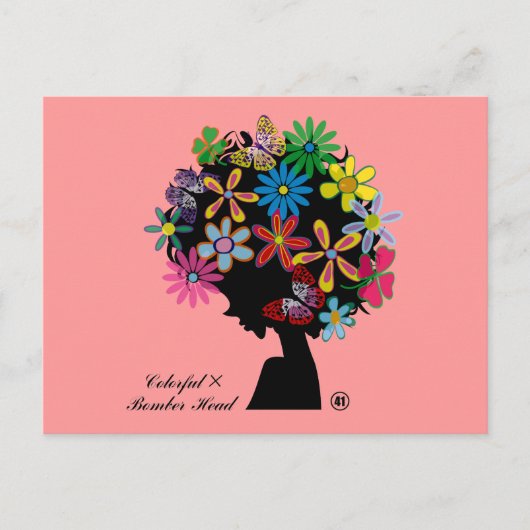 Farbenfrohe×BOMBER-HEAD Postkarte (Vorderseite)