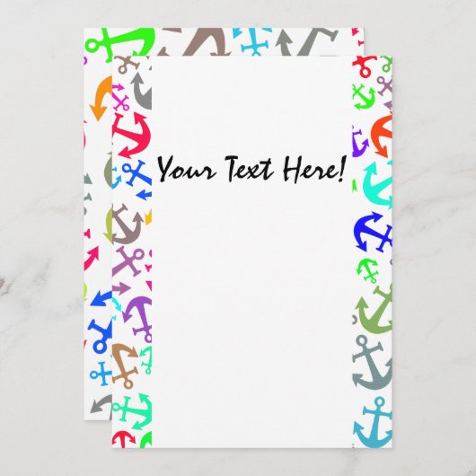 Farbenfrohe Bootanchor-Muster Einladung (Vorne/Hinten)