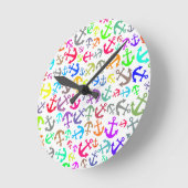 Farbenfrohe Bootanchor-Muster Runde Wanduhr (Winkel)
