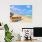 Farbenfrohe Boote auf der Karibikinsel Poster (Heimbüro)