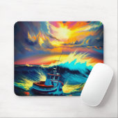 Farbenfrohe Bootszene Mousepad (Mit Mouse)