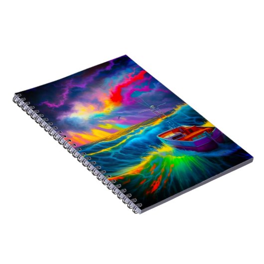 Farbenfrohe Bootszene Notizblock (Rechte Seite)