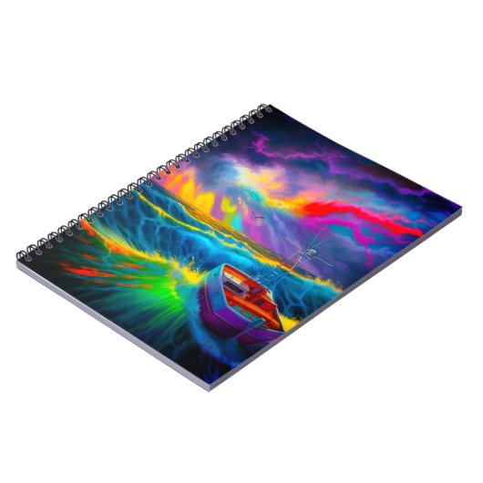 Farbenfrohe Bootszene Notizblock (Linke Seite)