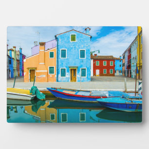 Farbenfrohe Bootszene Venezianisch Lagoon Fotoplatte