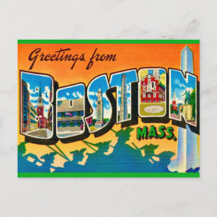 Farbenfrohe Boston-Grußpostkarte Postkarte