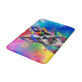 Farbenfrohe Boston Terrier Paint Splashes Badematte (Schrägansicht)