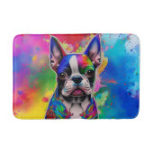 Farbenfrohe Boston Terrier Paint Splashes Badematte (Vorderseite)