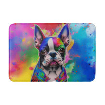 Farbenfrohe Boston Terrier Paint Splashes