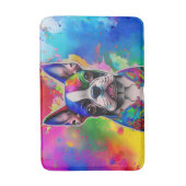 Farbenfrohe Boston Terrier Paint Splashes Badematte (Vorderseite Vertikal)