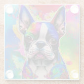 Farbenfrohe Boston Terrier Paint Splashes Glasuntersetzer (Rückseite)