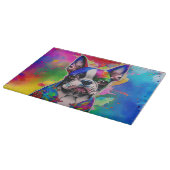 Farbenfrohe Boston Terrier Paint Splashes Schneidebrett (Ecke)