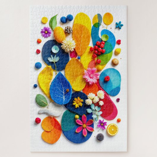 Farbenfrohe botanische abstrakte Formen Mixed Medi Puzzle (Vertikal)